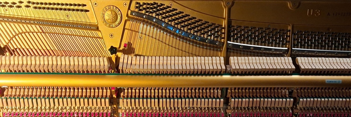 view of hammers and strings in upright U3 piano